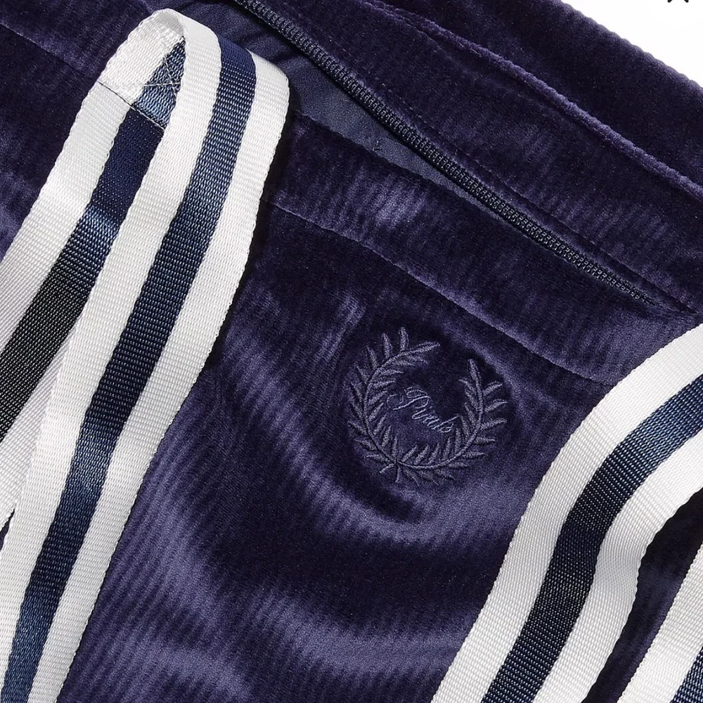 NWT Pink by Victoria’s Secret Navy and white ribbed velour tote bag